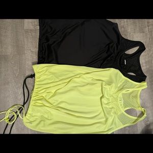 Two for one tanks.  They are exercise material, but I’ve worn with shorts. (L)